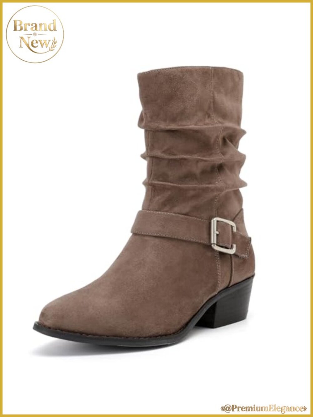 Women's Wide Width Ankle Boots Low Heel Side Zipper Slouchy Booties
